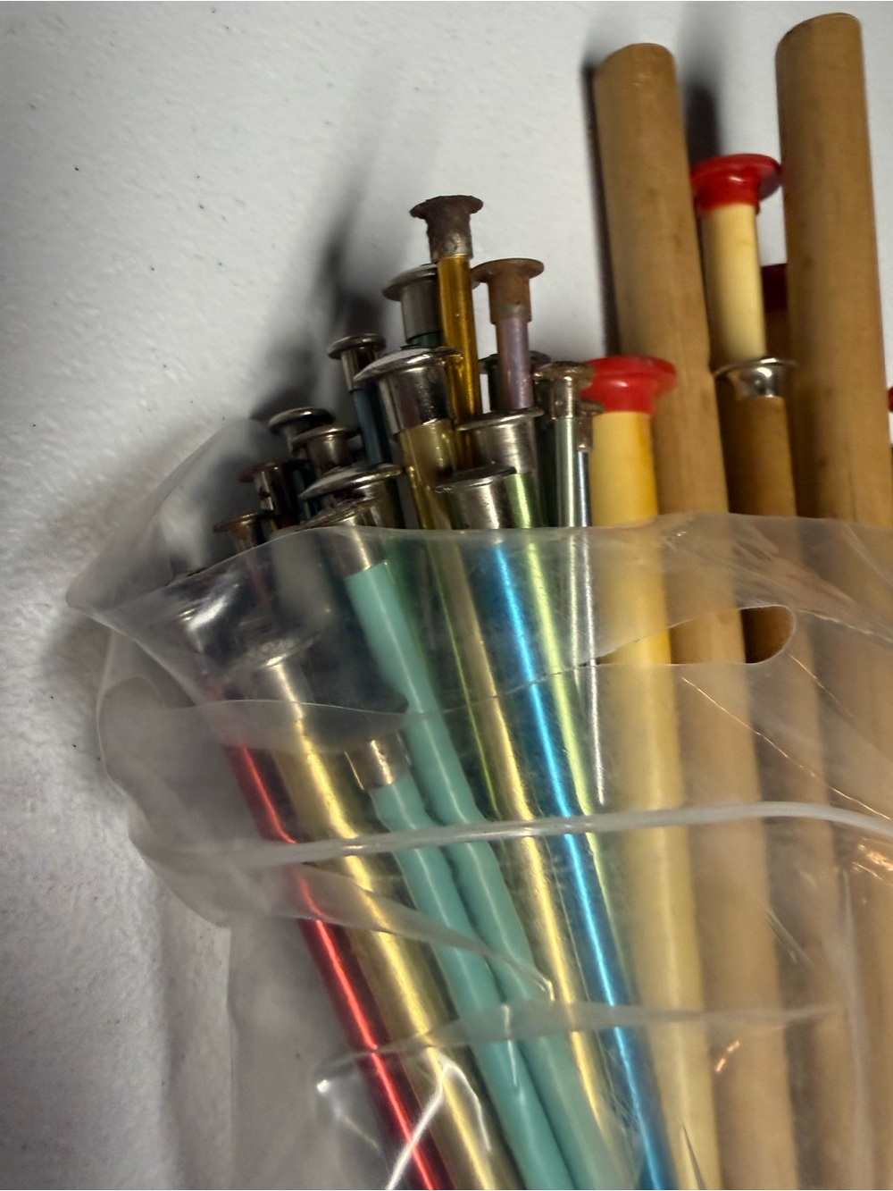 Multicolor Knitting Needle Set with Metal Tips and Wooden Handles